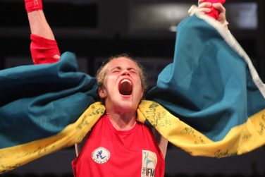 Patricia vrålar ut sin glädje efter VM-guld 2016 Foto: Jonathan Broberg