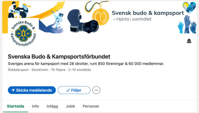 Skämrdump på förbundets LinkedIn-sida.